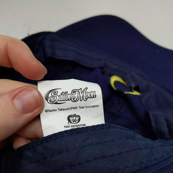 Sailor Moon Women's Strapback Hat Blue Embroidered Luna Moon Logo Anime Toei - Picture 11 of 12